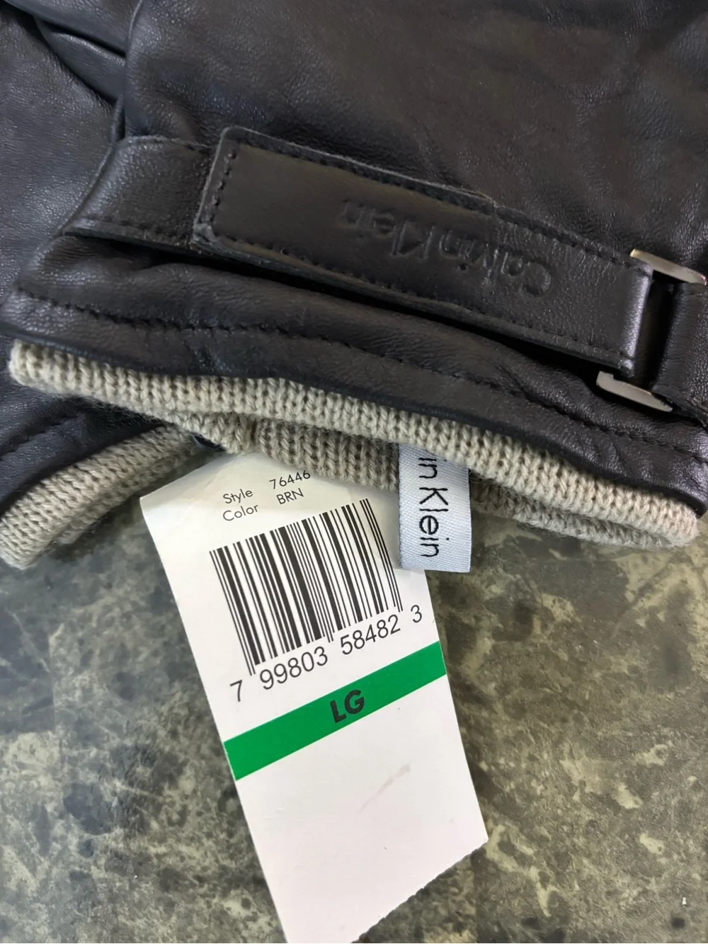 Genuine Leather Gloves Calvin Klein Dark Brown